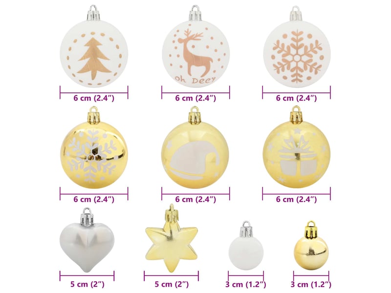  Ensemble de boules de noël 40 pc blanc et or ø 6 cm plastique cf61832  - Conforama E