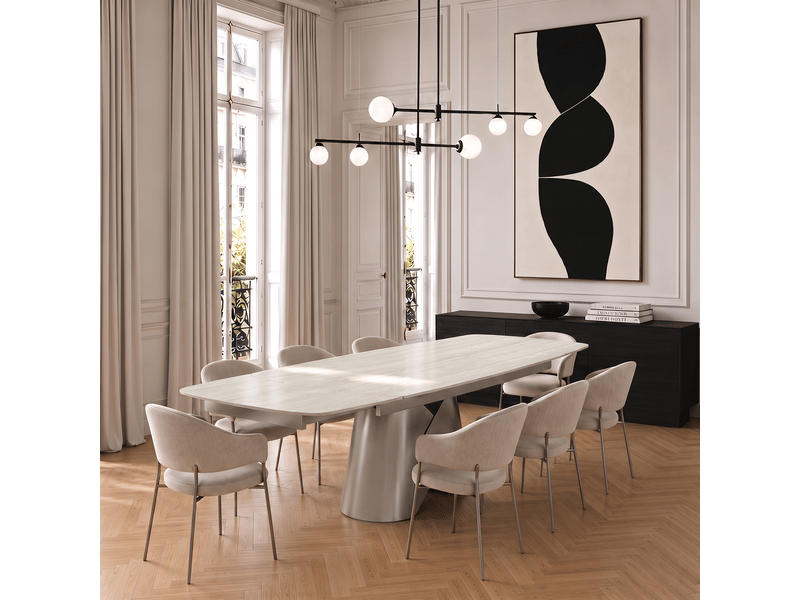  Table à manger extensible en céramique travertin travertin lace TE13TRAST - Conforama B
