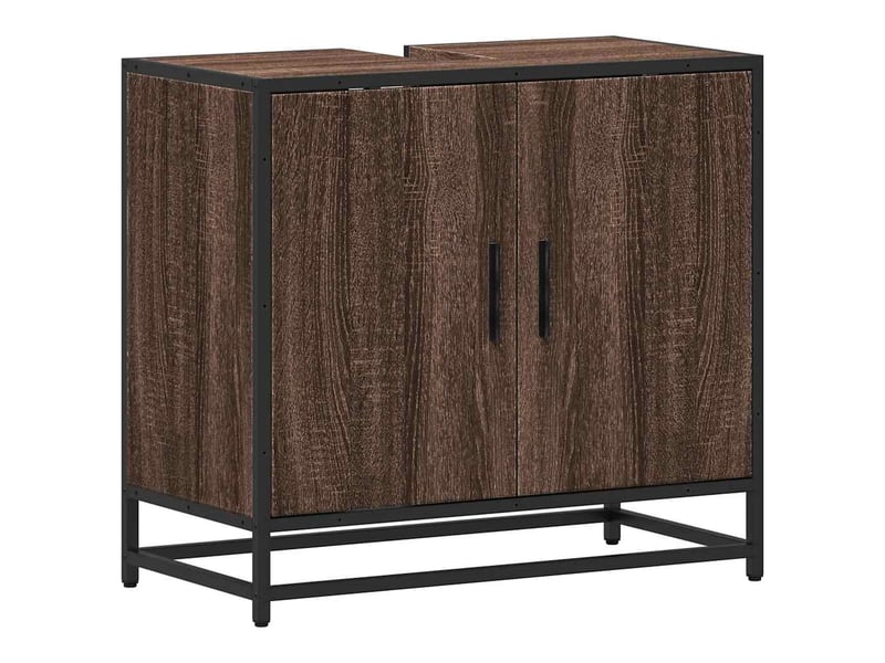  Armoire de lavabo de salle de bain chêne marron 65x33x60 cm  - Conforama A