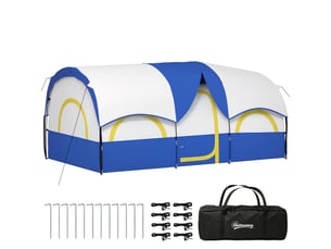 Tente familiale pour 4 personnes, imperméable avec chambres séparées, 435 x 251 x 195 cm, bleue et blanche