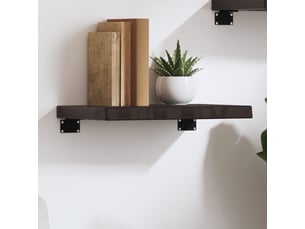 Étagère flottante, etagère murale, étagère suspendue marron foncé bois chêne massif traité cf42410
