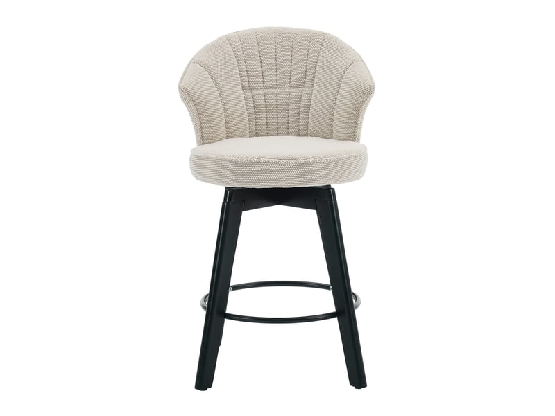  Lot de 2 tabourets de bar pivotants en chenille beige 52.5x51x92.5 cm  - Conforama A