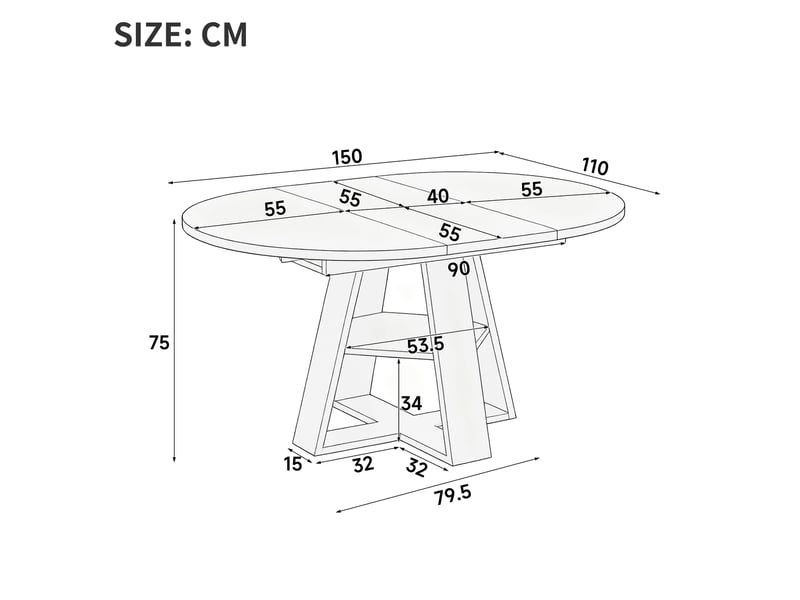  Table à manger extensible ronde 110150x110 cm noir veinage bois  - Conforama C