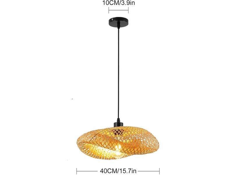  Suspension rotin 40cm tissage plafonnier e27 créativité éclairage de plafond pour salle à manger salon restaurant  - Conforama B