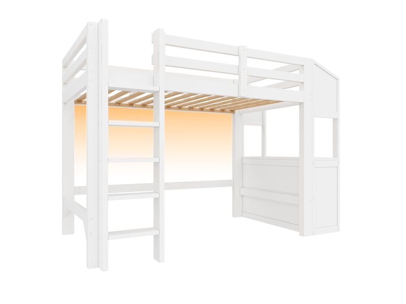  Lit superposé en bois massif et mdf blanc 90 x 200 cm  - Conforama A