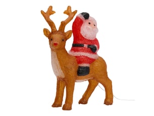 Père noël et renne lumineux d'extérieur clignotant 60 led h. 49 cm solaire