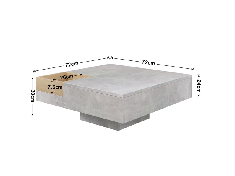  Table basse carrée avec boîte de rangement amovible, style moderne, pour salon, 72 × 72 × 30 cm  - Conforama D