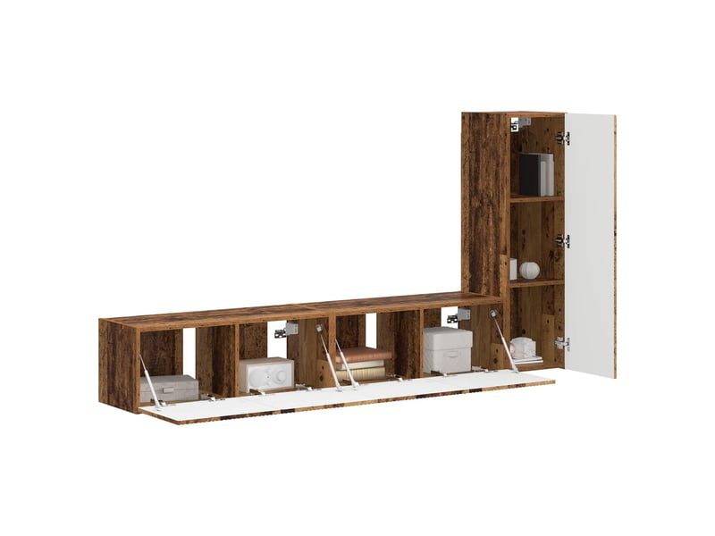  Ensemble meuble tv - banc tv - meuble de rangement 3 pcs bois ancien bois d'ingénierie  - Conforama C