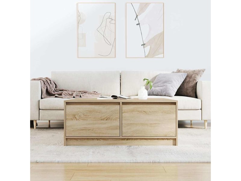  Table basse - table de salon - table à thé avec tiroirs chêne sonoma 100x100x40 cm  - Conforama C