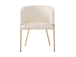 Lot de 2 fauteuils en tissu imitation fourrure beige, pieds métal, design chic pour chambre ou salon