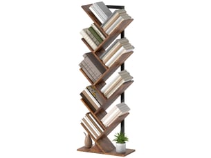 Bibliothèque arbre à 9 niveaux, meuble de rangement industriel avec cadre en acier, 50x24x136cm, brun rustique