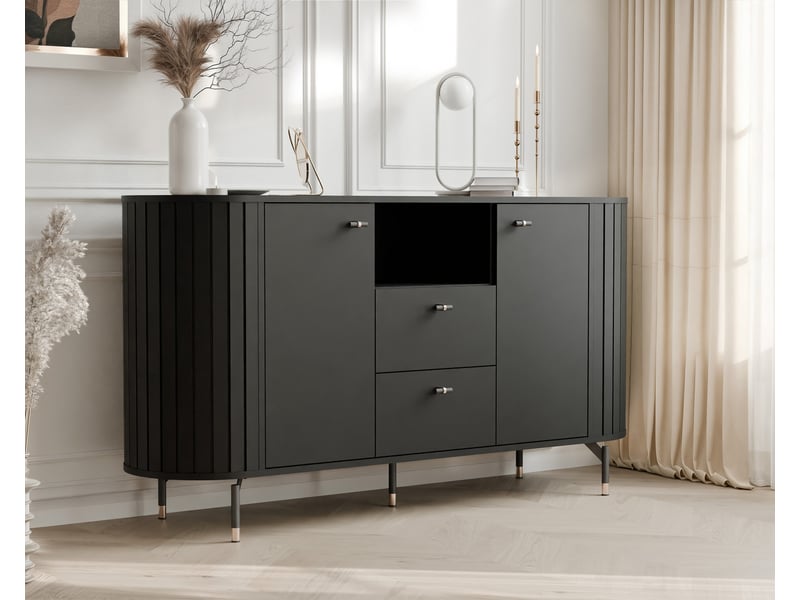  Commode salon sento - commode chambre - 190x40x81 cm - 2 portes et 2 tiroirs - noir SENTO - Conforama B