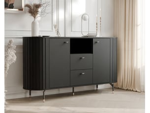 Buffet 2 porte(s) 2 tiroir(s) <strong>IDOHOME</strong> <strong>SENTO</strong> - 190 cm coloris noir