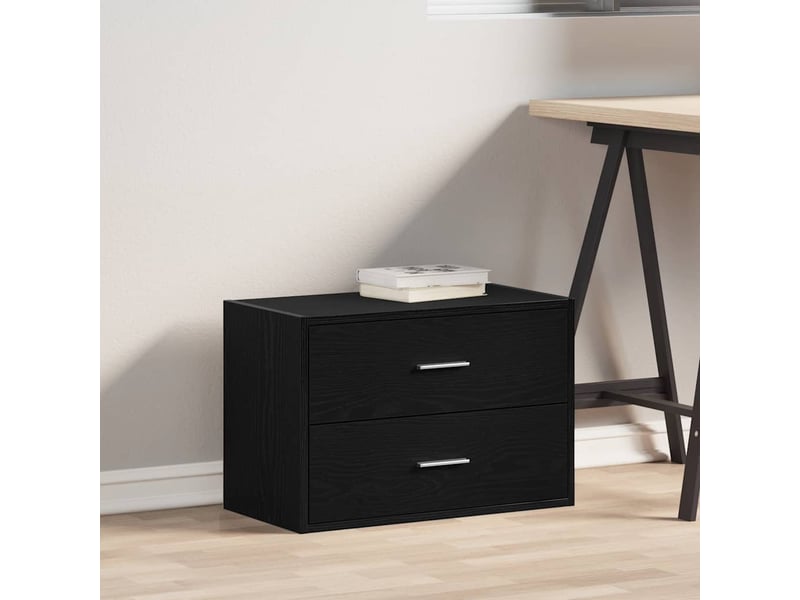  Armoire à tiroirs, commode avec 2 tiroirs chêne noir 60x31x40 cm bois d'ingénierie  - Conforama C