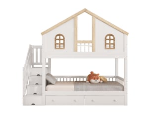 Lit superposé 2x90x200 cm OKWISH coloris bicolore