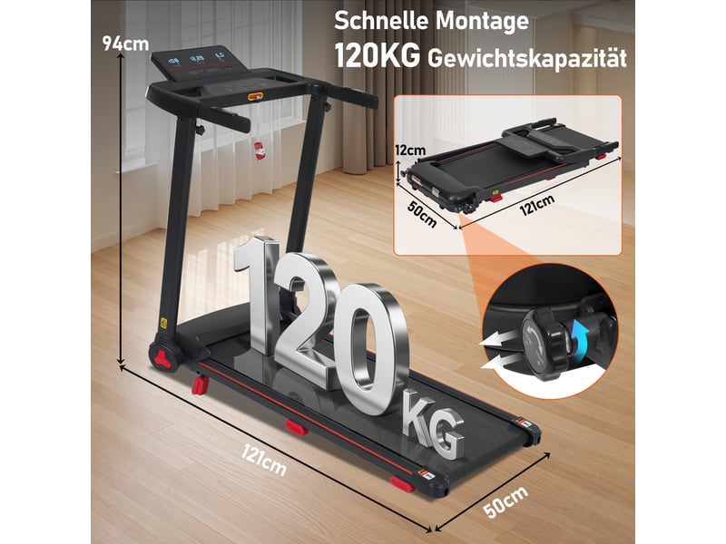  Tapis de course pliable 3 cv, 14 km/h, inclinaison 8 %, bluetooth, 12 programmes  - Conforama C