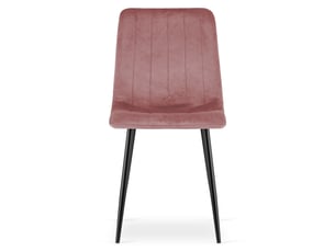 Chaise lava en velours rose avec pieds en métal noir