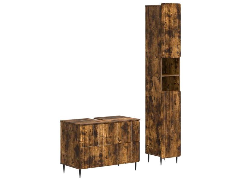  Ensemble de 2 meubles de salle de bain zwolle chêne fumé cf63231  - Conforama A