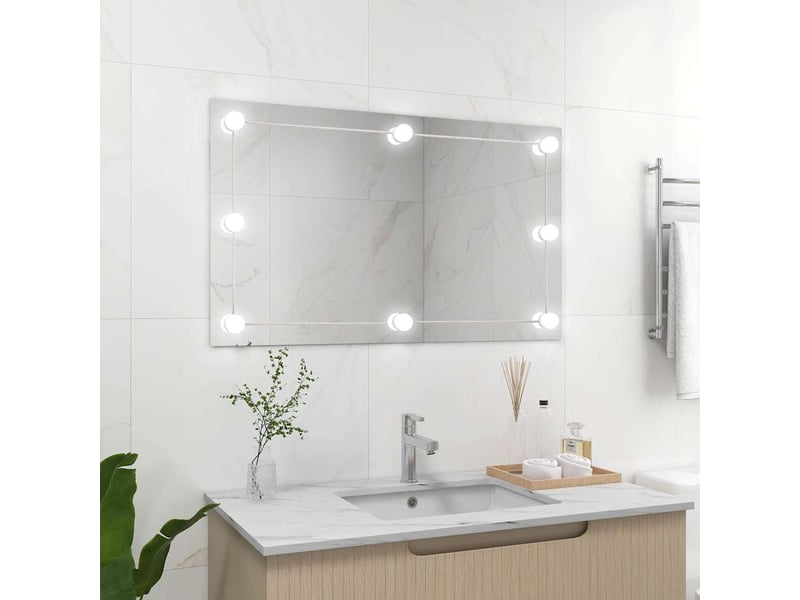  Miroir mural sans cadre avec lampes led rectangulaire verre cf62877  - Conforama B