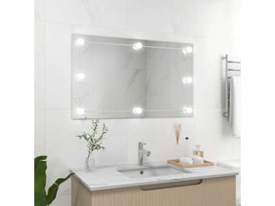 Miroir mural sans cadre avec lampes led rectangulaire verre cf62877