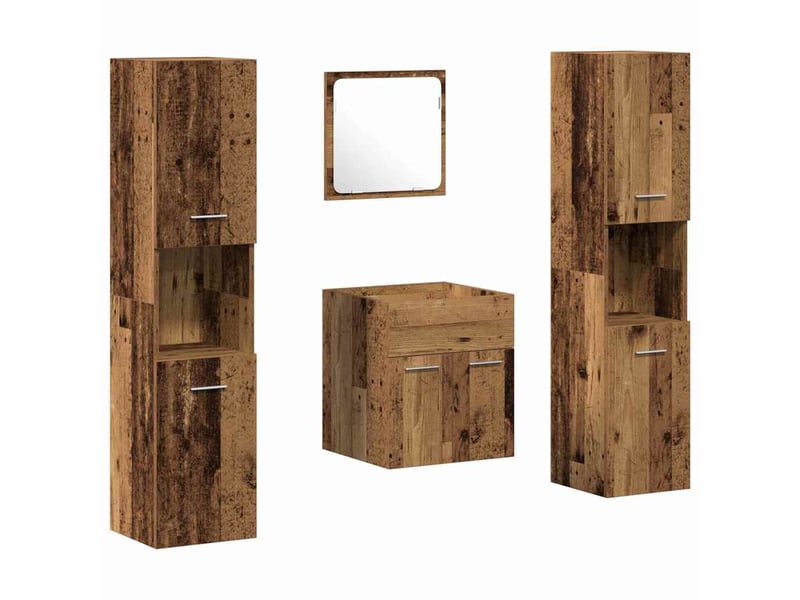  Ensemble de mobilier de salle de bain 4 pc bois ancien cf64491  - Conforama A