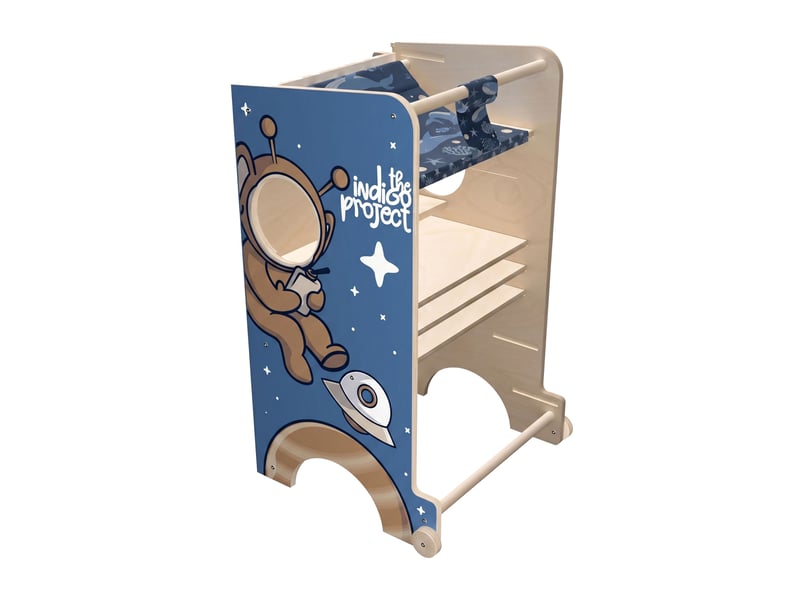  Castle gate - tour montessori multifonction 3 en 1 pour enfants à partir de 24 mois, 58x50x90 cm avec tableau et panier en bois  - Conforama A