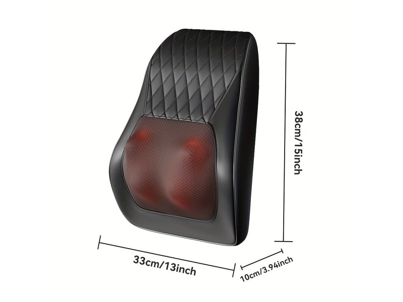  Coussin de massage 3d shiatsu chauffant sans fil rechargeable 38 x 13 x 33 cm – gris – usage maison, bureau et voiture  - Conforama B