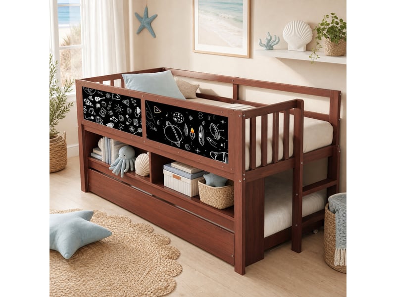 Lit cabane enfant 90x200 avec lit gigogne et rangement cravdom  - Conforama C