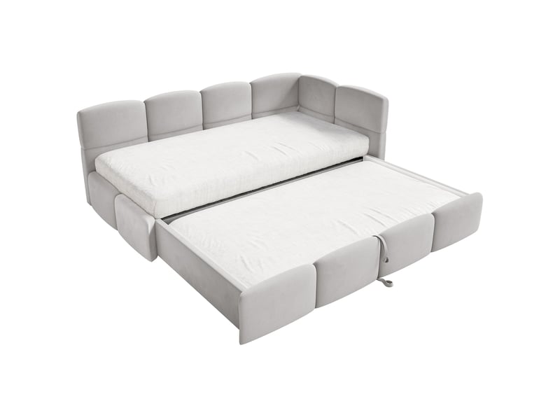 Selsey cloudy - lit rembourré - 170x185 cm - velours gris clair - côté droit Cloudy - Conforama D