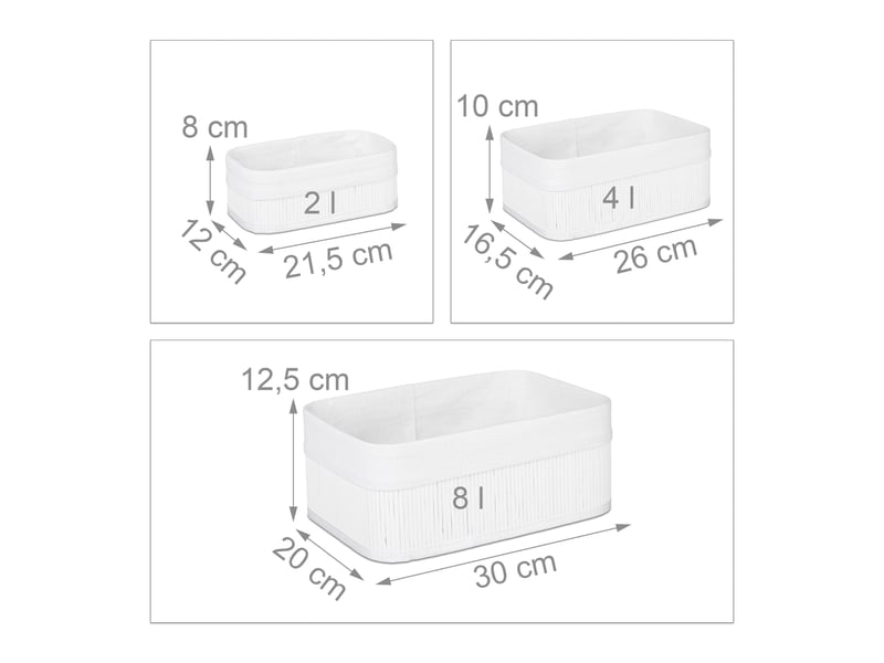  Lot de 3 boîtes de rangement en bambou décoration pratique salle de bain 8 x 21,5 x 12 cm en bambou naturel 13_0005960  - Conforama B