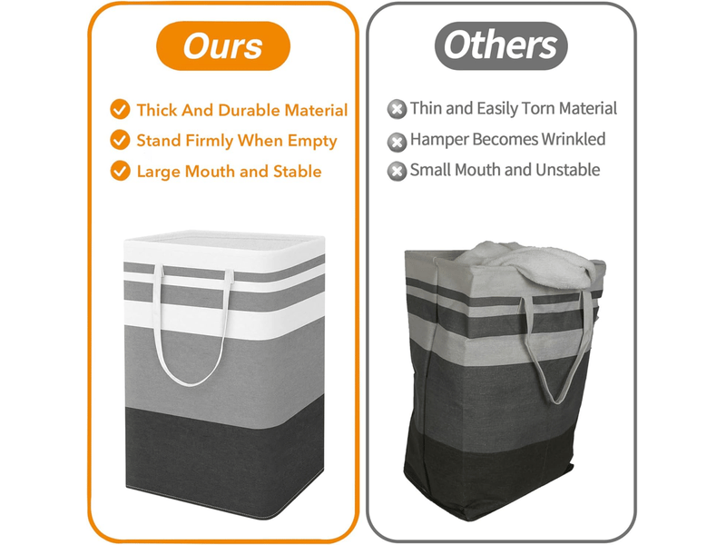 Lot de grands paniers à linge imperméables autoportants, sacs pliables avec poignées allongées pour le rangement et le transport - Conforama C