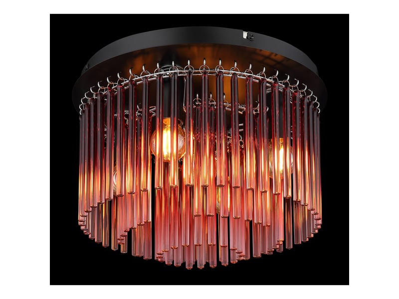  Globo gorley plafonnier noir mat, abat-jour en verre mûre, 5 ampoules e14  - Conforama C