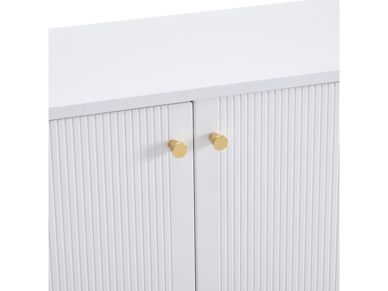  Meuble à chaussures blanc 130x37x100 cm, 2 tiroirs, 4 portes, pieds en métal, rangement polyvalent  - Conforama D