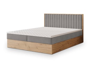 Lit avec rangement 180x200 cm <strong>MASSENO</strong>  <strong></strong> coloris gris