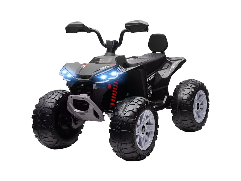 Quad électrique enfant 24v, voiture électrique enfants atv, double moteur, phares, port usb et mp3, 109x68,5x76cm, noir - Conforama B