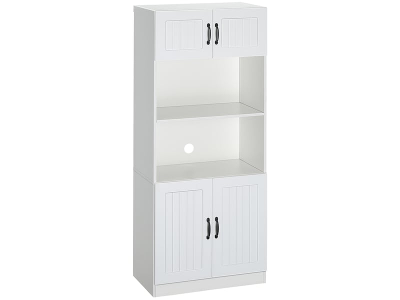 Colonne de cuisine avec 4 portes, étagères réglables et espace central micro-ondes en mdf blanc 70 × 40 × 170 cm - Conforama A