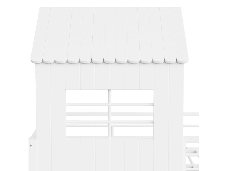 Lit mezzanine enfant 90x200 cm – blanc – escalier de rangement réversible, étagère et toit maison – sans matelas - Conforama E