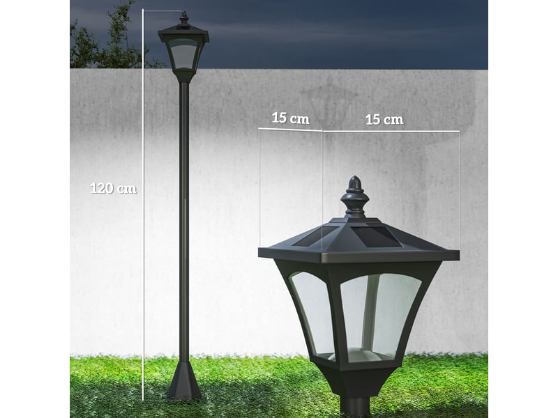  Lampe solaire led de jardin étanche ip44, 15 x 15 x 177 cm, noire  - Conforama E