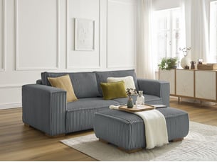 Canapé droit fixe <strong>BOBOCHIC</strong> <strong>CHELSEA</strong> 4 places Tissu gris