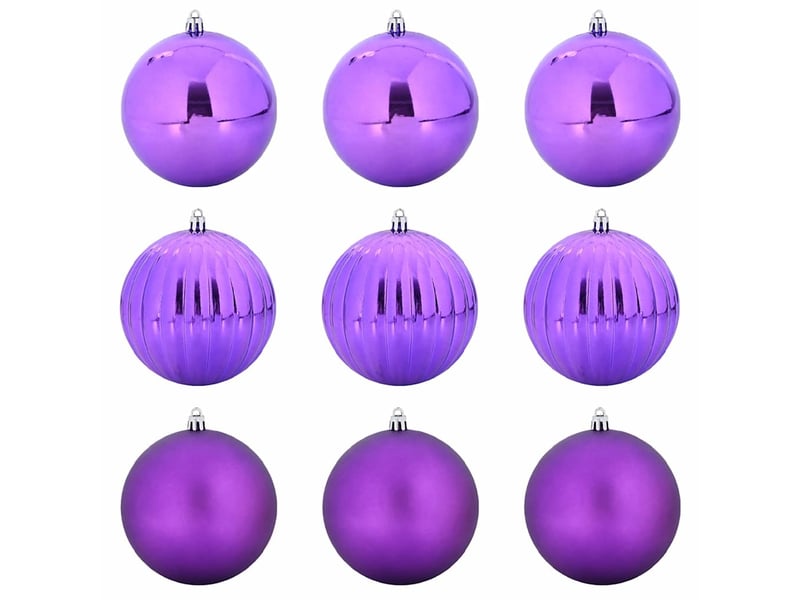  Ensemble de boules de noël xl 9 pcs lilas ø 15 cm plastique  - Conforama A