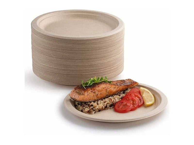  Lot de 100 assiettes en carton rigides 100% biodégradables, 15,2 cm, pour pique-niques et barbecues  - Conforama A