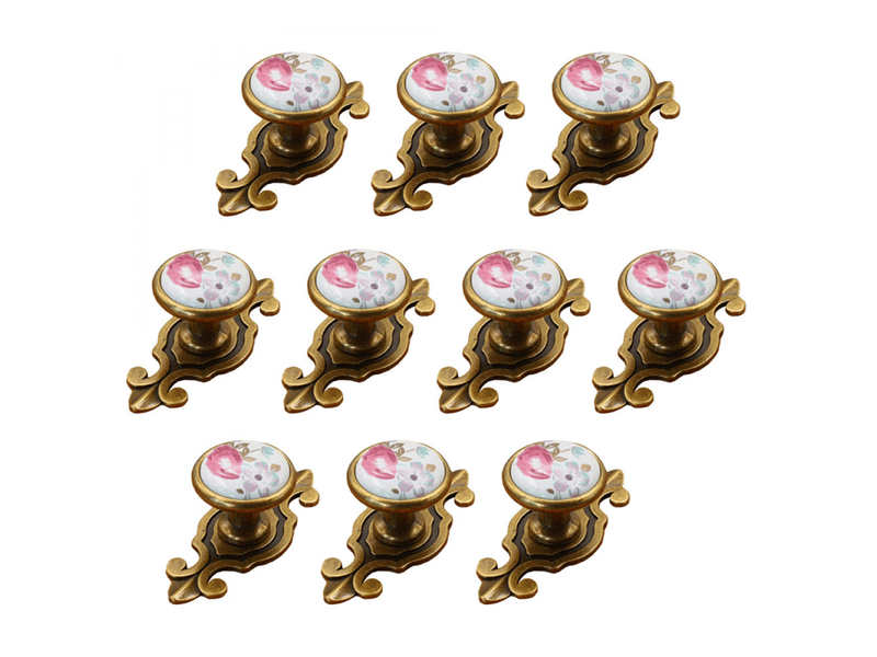  Lot de 10 poignées de porte en céramique européennes, jeu de poignées de meubles de style rétro, adaptées à la décoration de la maison  - Conforama A