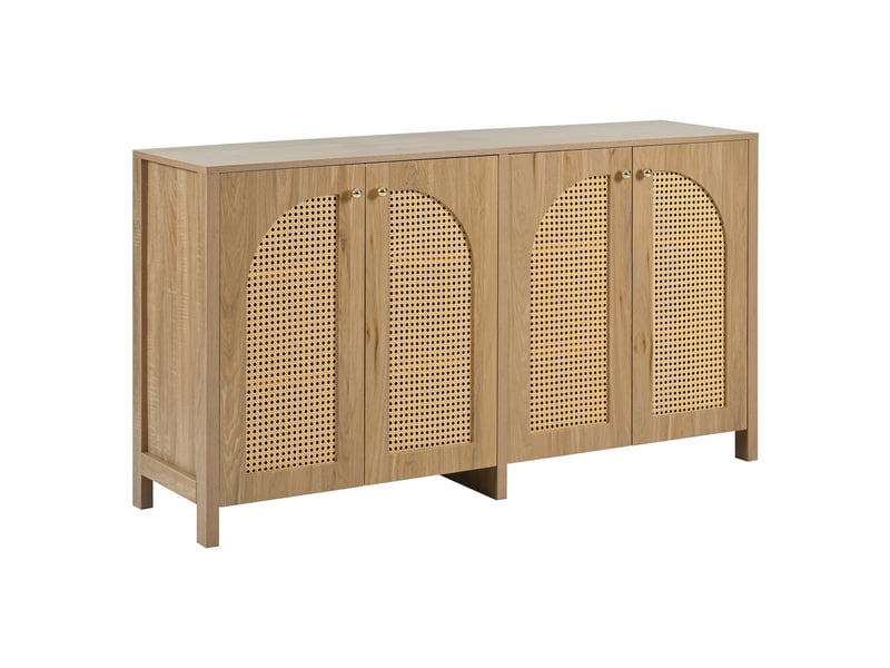  Buffet en rotin naturel meuble de rangement 4 portes style minimaliste pour salon et cuisine 145x80x40cm  - Conforama W