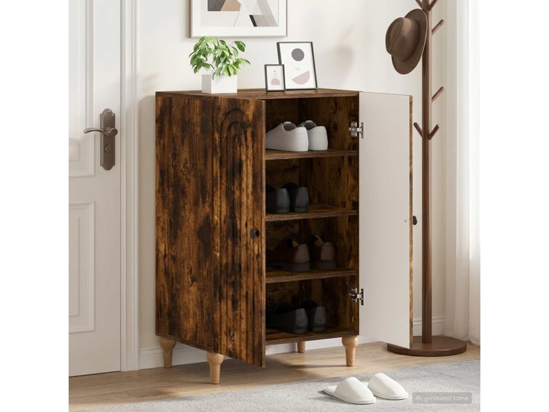  Meuble à chaussure, cabinet à chaussures alkmaar 59,5x39,5x90 cm chêne fumé  - Conforama B