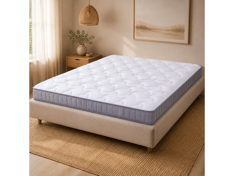  Matelas 140x190x10 cm en mousse et ressorts avec 7 zones blanc chicfurn  - Conforama B