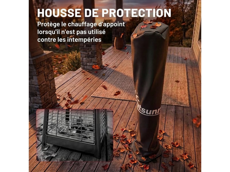  Chauffage infrarot 2000w radiateur extérieur sur pied avec télécommande et minuterie  - Conforama D