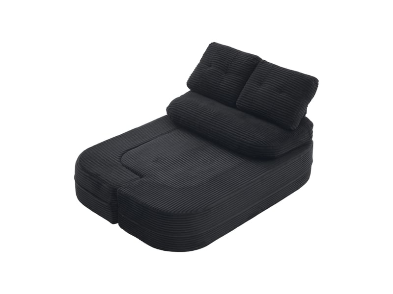 Canapé convertible, canapé-lit, en velours tricoté, noir, porte-gobelets, assise profonde, pliable, 2 en 1 - Conforama B