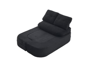 Fauteuil convertible, dossier réglable, avec porte-gobelets, accoudoirs réglables, en velours côtelé, coloris noir