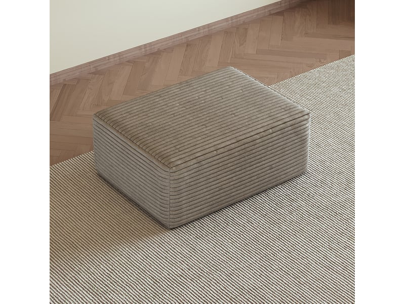  Pouf rectangulaire 95 x 70 x 40 cm en velours côtelé camel  - Conforama D