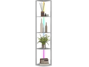 Lampadaire led rgb avec étagère à 5 niveaux, variateur et télécommande, gris